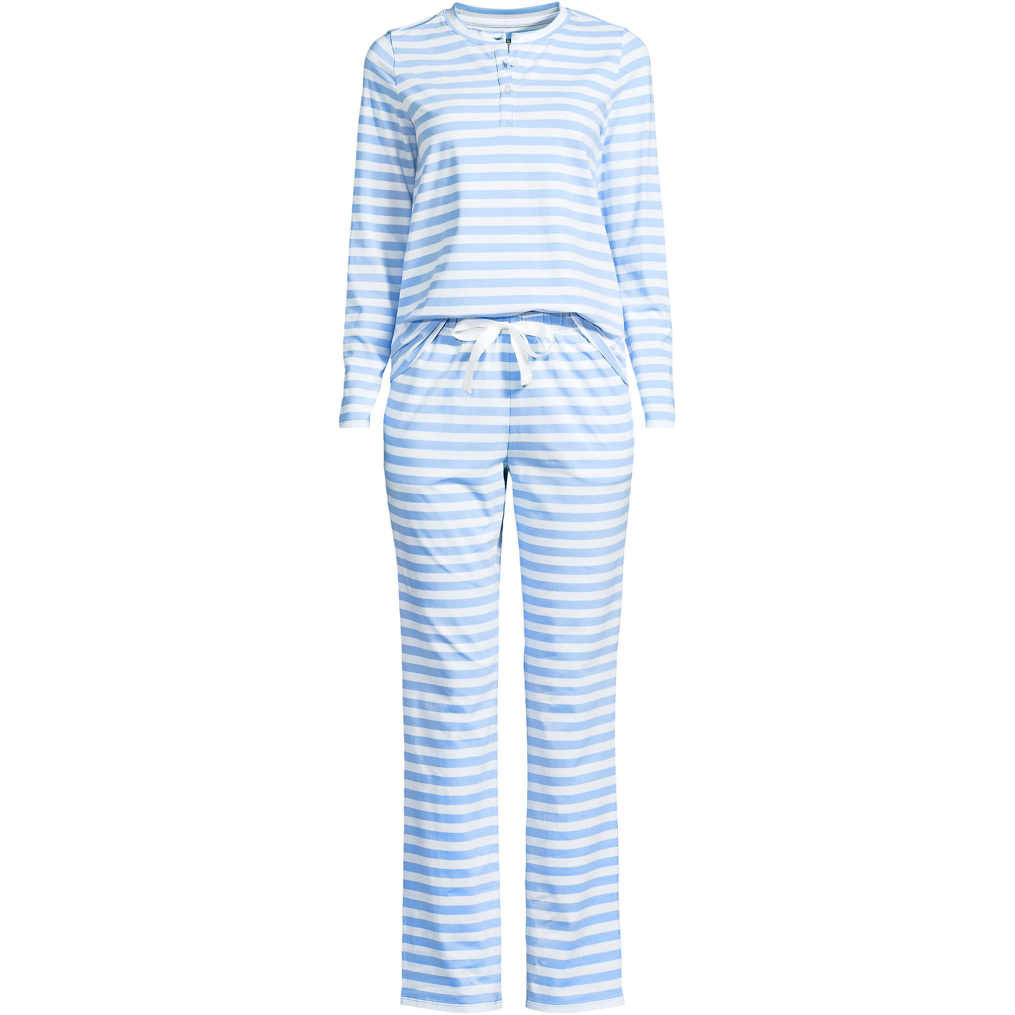Women's Knit 2 Piece Pajama Set - Long Sleeve Top and Pants | Lands' End (US)