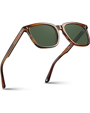 CARFIA Acetate Polarized Sunglasses for Men UV400 Protection Classic Retro Square Shades Driving ... | Amazon (US)