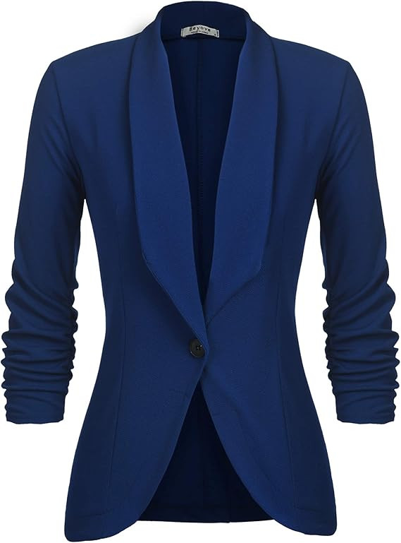 Beyove Women's 3/4 Stretchy Ruched Sleeve Open Front Lightweight Work Office Blazer Jacket with P... | Amazon (CA)
