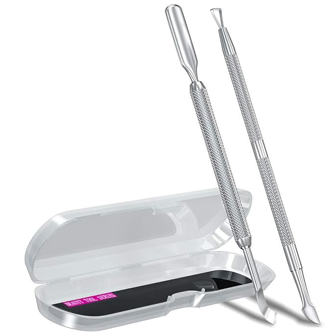 2PCS Metal Silver Cuticle Pusher and Cutter Remover Salon Quality Stainless Steel Gel Nail Polish... | Amazon (US)