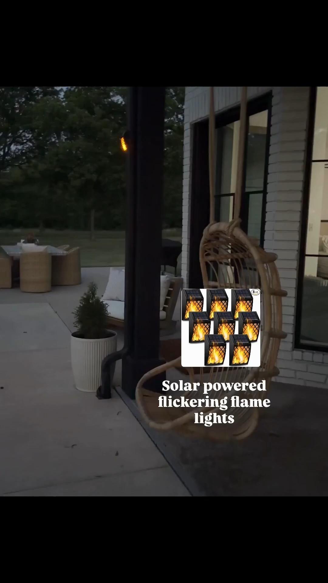 Outdoor solar powered flicker flame lights