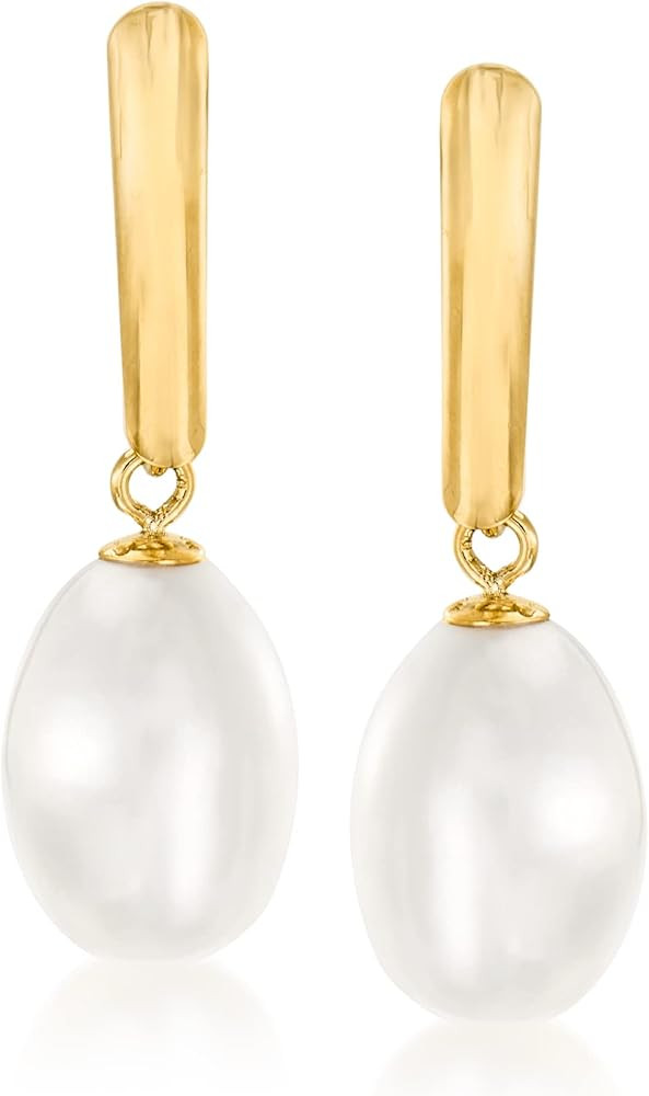 Ross-Simons 8.5-9mm Cultured Pearl Drop Earrings in 14kt Yellow Gold | Amazon (US)