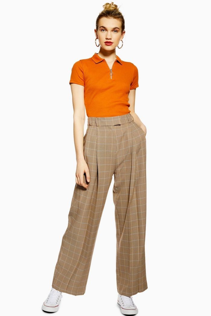Check Wide Leg Trousers | Topshop UK
