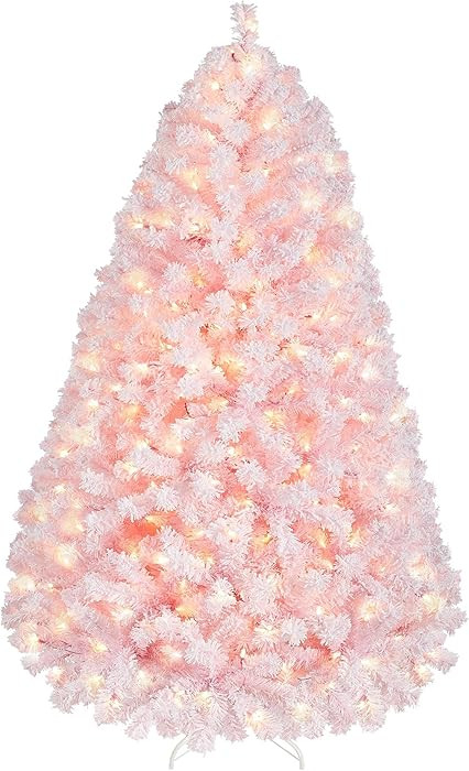 Yaheetech 6ft Pre-lit Artificial Christmas Tree with Incandescent Warm White Lights, Snow Flocked... | Amazon (US)
