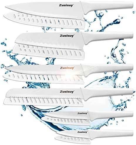 Zusisuy White Professional Kitchen Knife Chef Set, Kitchen Knife Set Stainless Steel, Kitchen Knife  | Amazon (US)