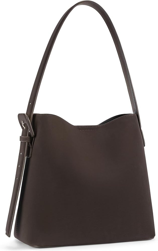 BOSTANTEN Bucket Bag Vegan Leather Shoulder Purses for Women Trendy Adjustable Strap | Amazon (US)