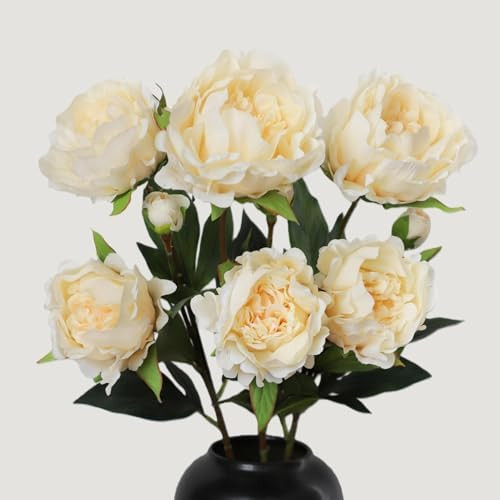 KBREE Peonies Artificial Flowers, 25.2" Real Touch Flowers, 3 Pcs Peony Stems with Large Bloom He... | Amazon (US)