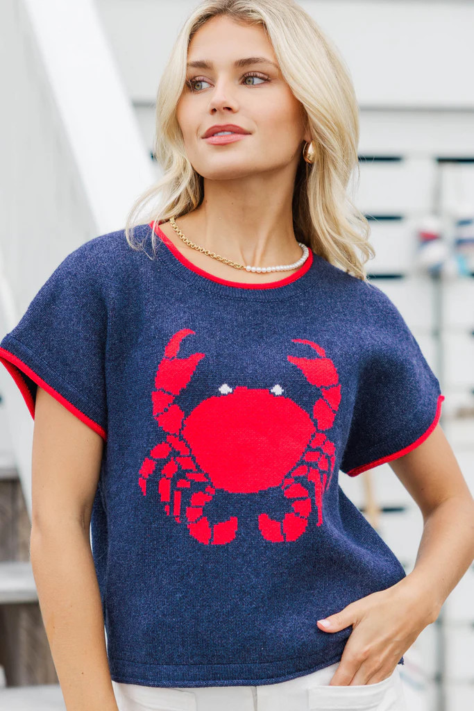 Daily Edit Navy Crab Sweater | The Mint Julep Boutique