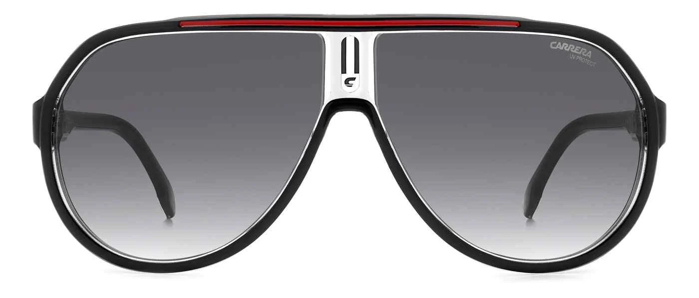 Carrera 1057 Sunglasses 0OIT-9O - BLACK RED - Grey Shaded Men Pilot | Designer Optics