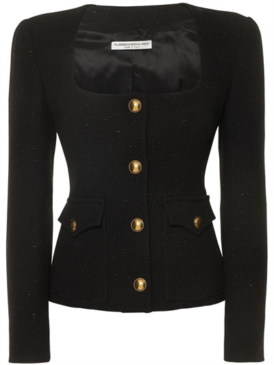 Tweed bouclé square neck jacket | Luisaviaroma