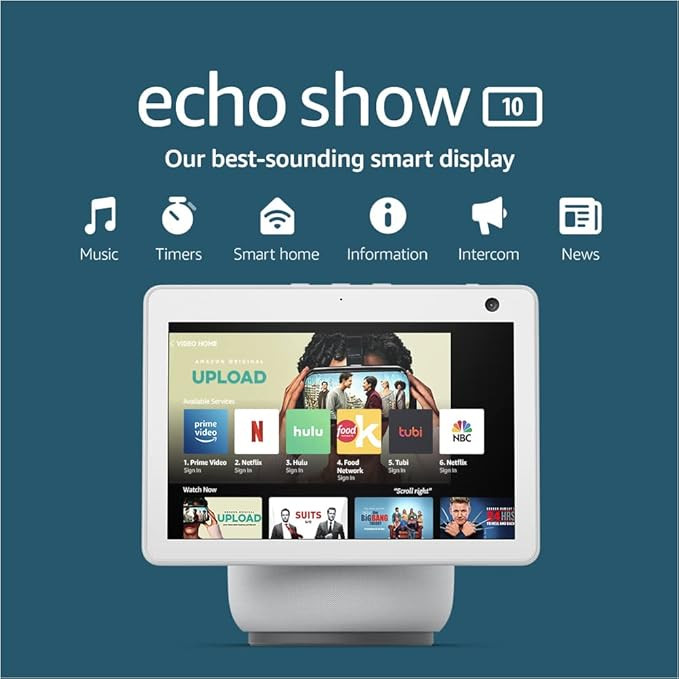 Echo Show 10 (3rd Gen) | HD smart display with motion and Alexa | Glacier White | Amazon (US)