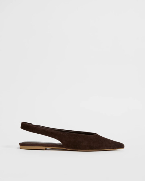 Genuine Suede Leather High Vamp Ballet Flat - Isla - Chocolate | Target AU