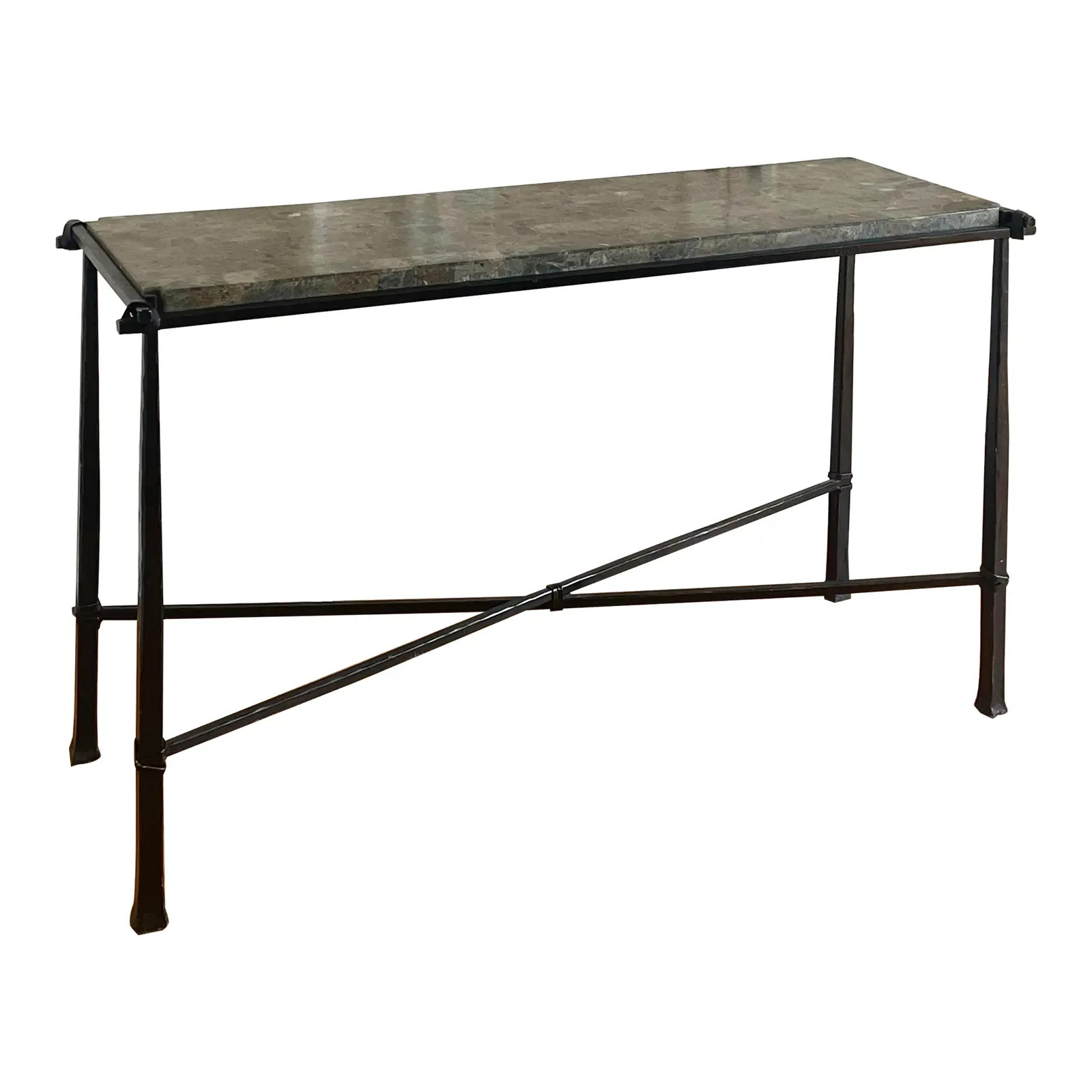 1990s Iron & Marble Console Living Room Entry Table | Chairish