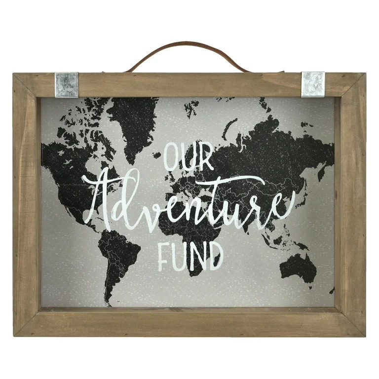 Mainstays Wood Modern Farmhouse Style Adventure Fund Bank, Brown, 10" x 8.29" | Walmart (US)