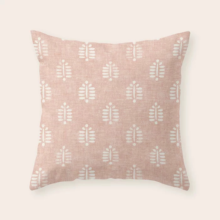 block print palms on blush Throw Pillow | Society6