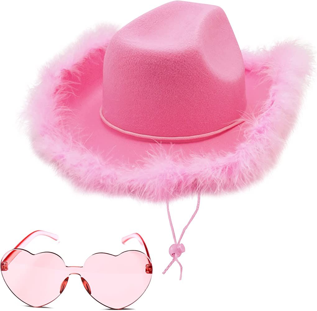 4E's Novelty Cowboy Hat with Heart Shaped Sunglasses - Felt Cowgirl Hat for Women & Men, Western ... | Amazon (US)