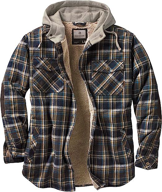 Legendary Whitetails Men's Camp Night Berber Lined Hooded Flannel Shirt Jacket | Amazon (US)