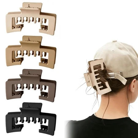Hat Claw Clip, 4PCS Non-Slip Strong Hold Hair Clips for Baseball Caps, Trucker Hat Claw Clips for Women, Thick Hair Accessories | Walmart (US)