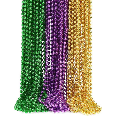 30Pcs Green Purple Gold Metallic Mardi Gras Beads, 33 Inch Bulk Party Necklaces For Parade Decorations & Favors | Target