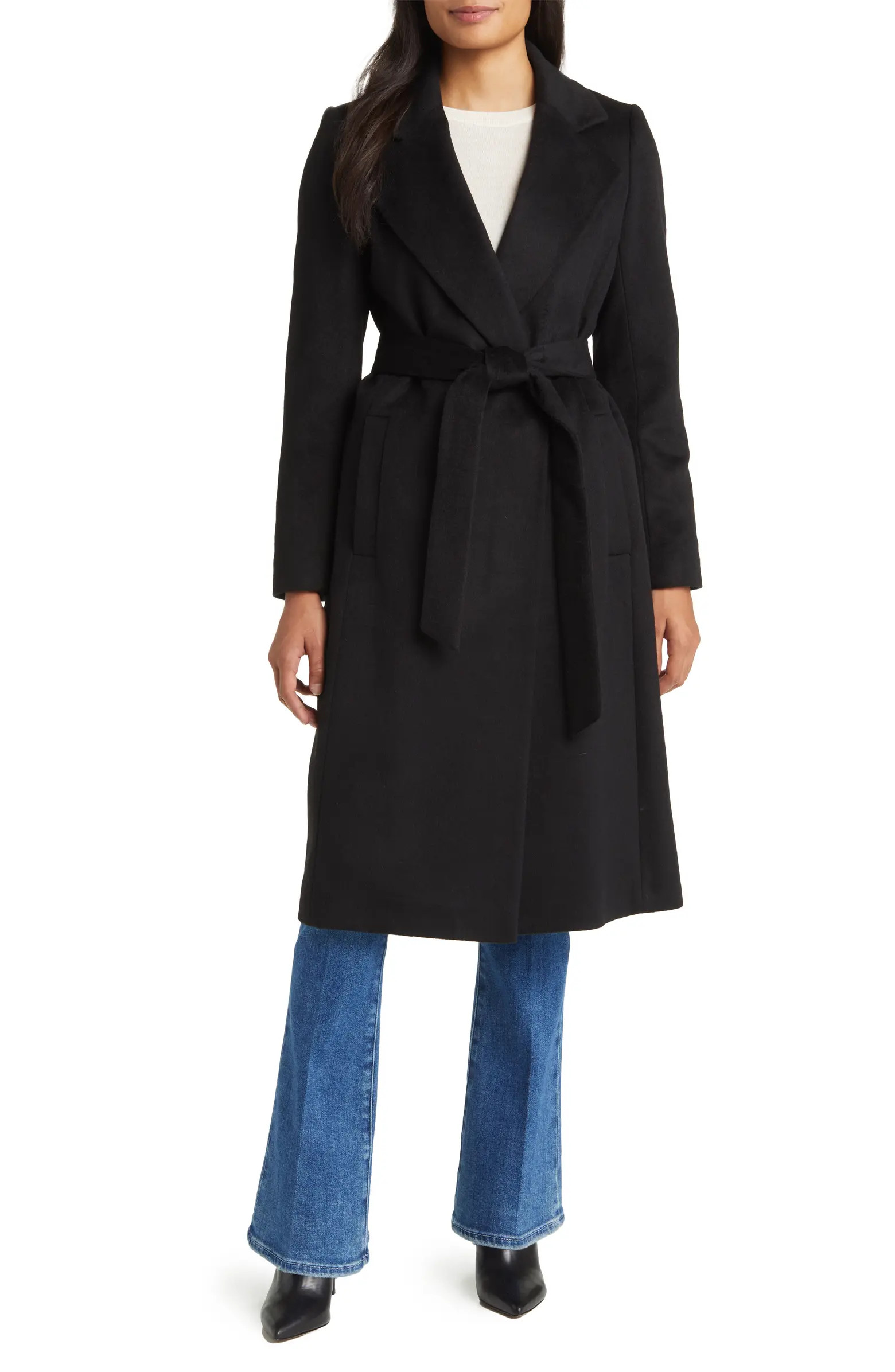 Sam Edelman Tie Belt Wool Blend Wrap Coat | Nordstrom | Nordstrom