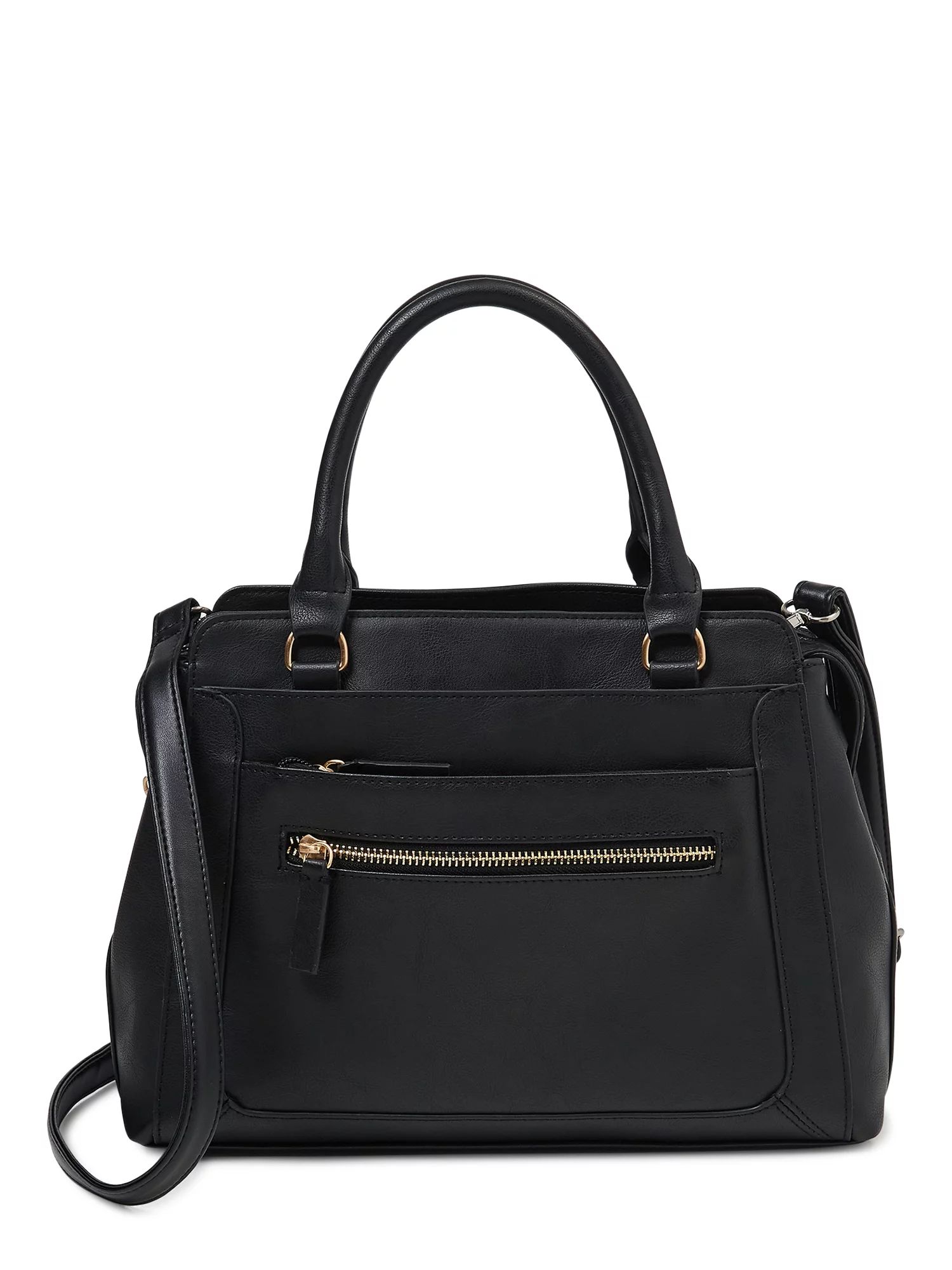 Time and Tru Women's Multi-Compartment Marli Convertible Satchel Handbag Black | Walmart (US)