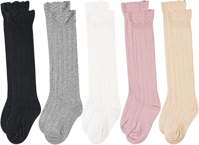 BQUBO Baby Knee High Sock Toddler Girl Dress Socks Baby Knit Stocking Cotton Infant Girls Socks | Amazon (US)