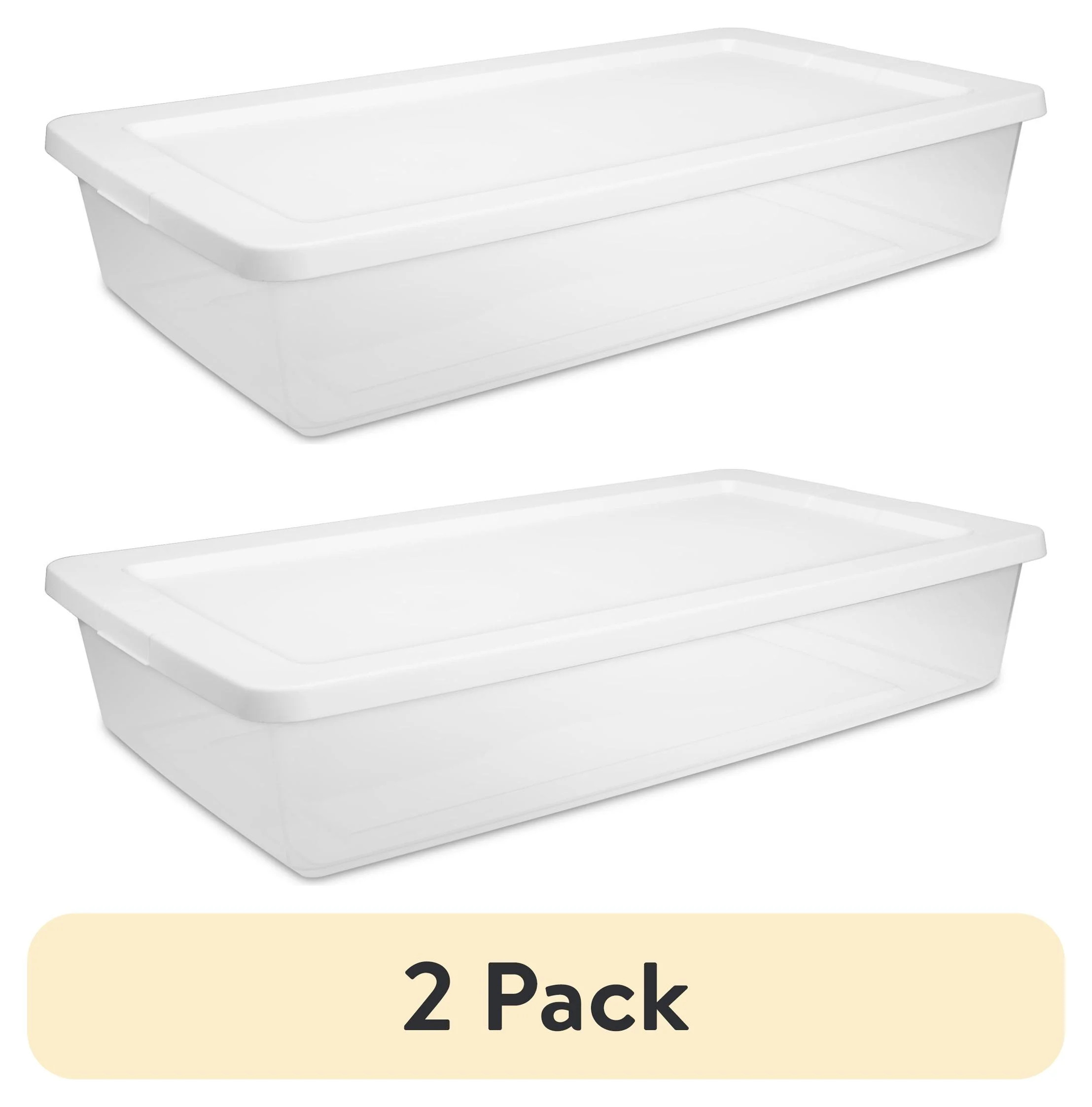 (2 pack) Sterilite Storage Bin, 41 Quart Clear Plastic Storage Container with Snap-On Lid, White | Walmart (US)