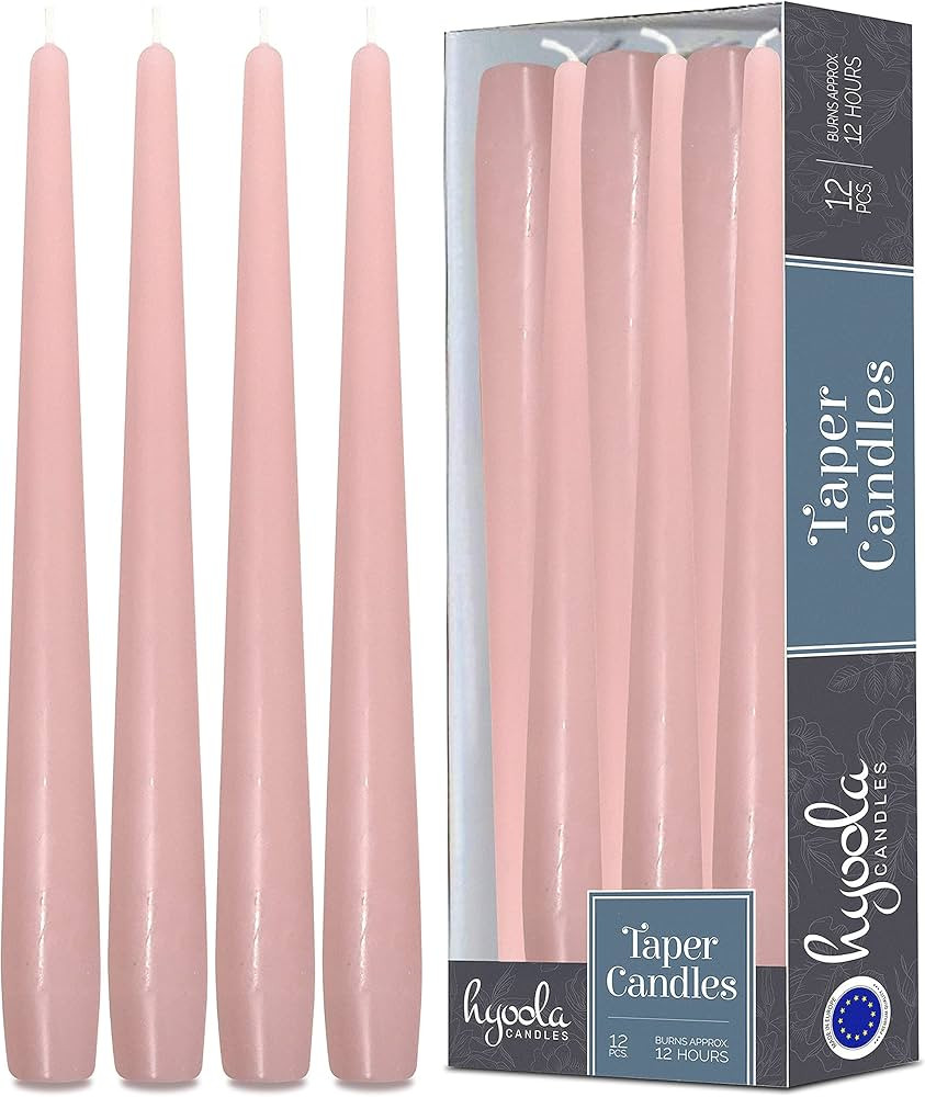 Hyoola Tall Taper Candles - 14 Inch Light Pink Unscented Dripless Taper Candles - 12 Hour Burn Ti... | Amazon (US)