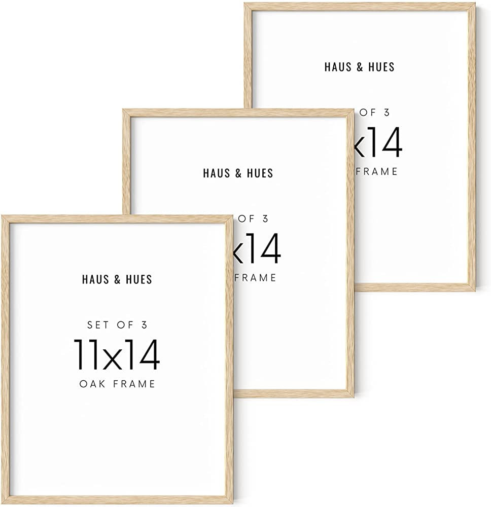 Haus and Hues 11"x14" Beige Oak Wood Frames Set of 3 - 11x14 Wood Frame, 11x14 Picture Frame Wood... | Amazon (US)