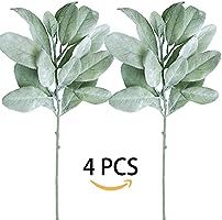 Supla 4 Pcs Artificial Lambs Ear Leaf Spray in Silver Green Artificial Greenery Holiday Greens Chris | Amazon (US)