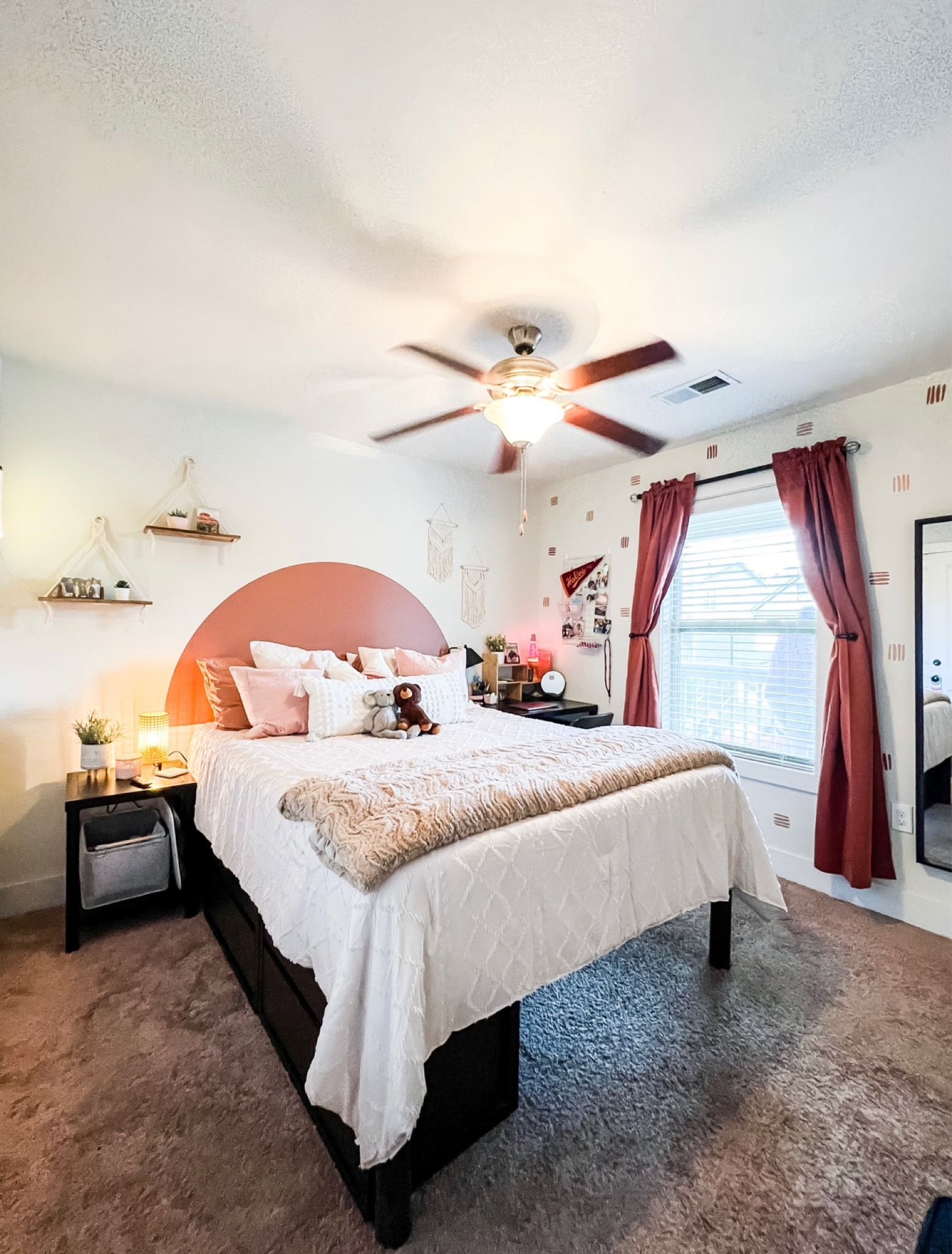 Girl’s dorm room. Girl’s boho college apartment. Teen boho bedroom. Boho apartment bedroom. Macrame wall shelves. Caned table lamp. Vinyl headboard decal. Boho throw pillows. Mini faux succulents. Blackout curtains. Tufted bedspread. Throw pillow covers. Vinyl wall decals.

#LTKBacktoSchool #LTKstyletip #LTKhome