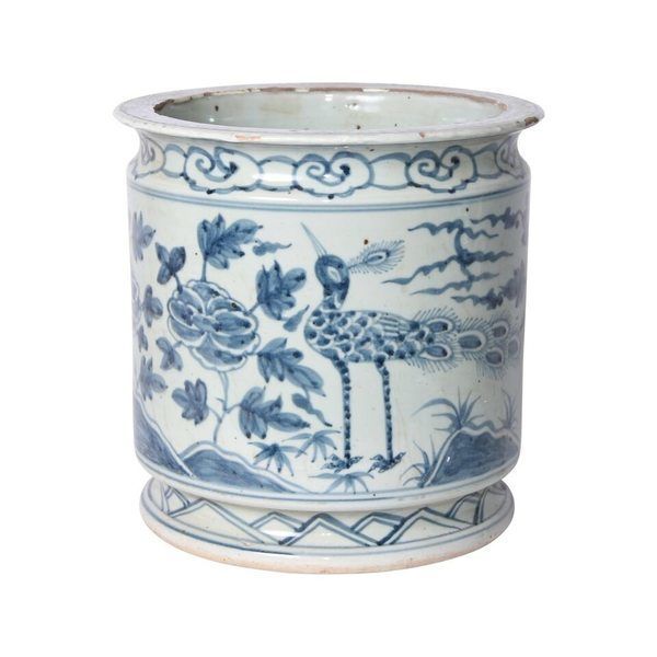 Blue & White Orchid Pot Bird Motif | Scout & Nimble