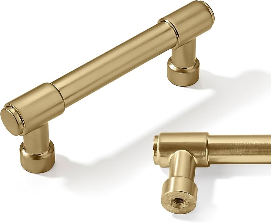 10 Pack 3 Inch Kitchen Cabinet Handles Brushed Gold Cabinet Pulls Satin Brass Drawer Pulls Kitche... | Amazon (US)
