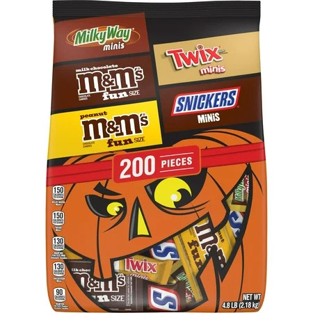 M&M's, Snickers, Twix & Milky Way Chocolate Halloween Candy Variety Pack, 200 Pieces Bulk Bag | Walmart (US)