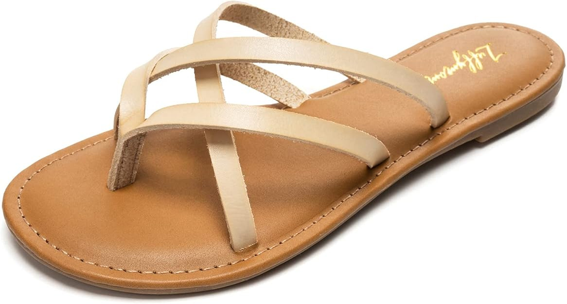 Luffymomo Women's Elastic Strap Flat Sandals Casual Summer Open Toe Sandal | Amazon (US)