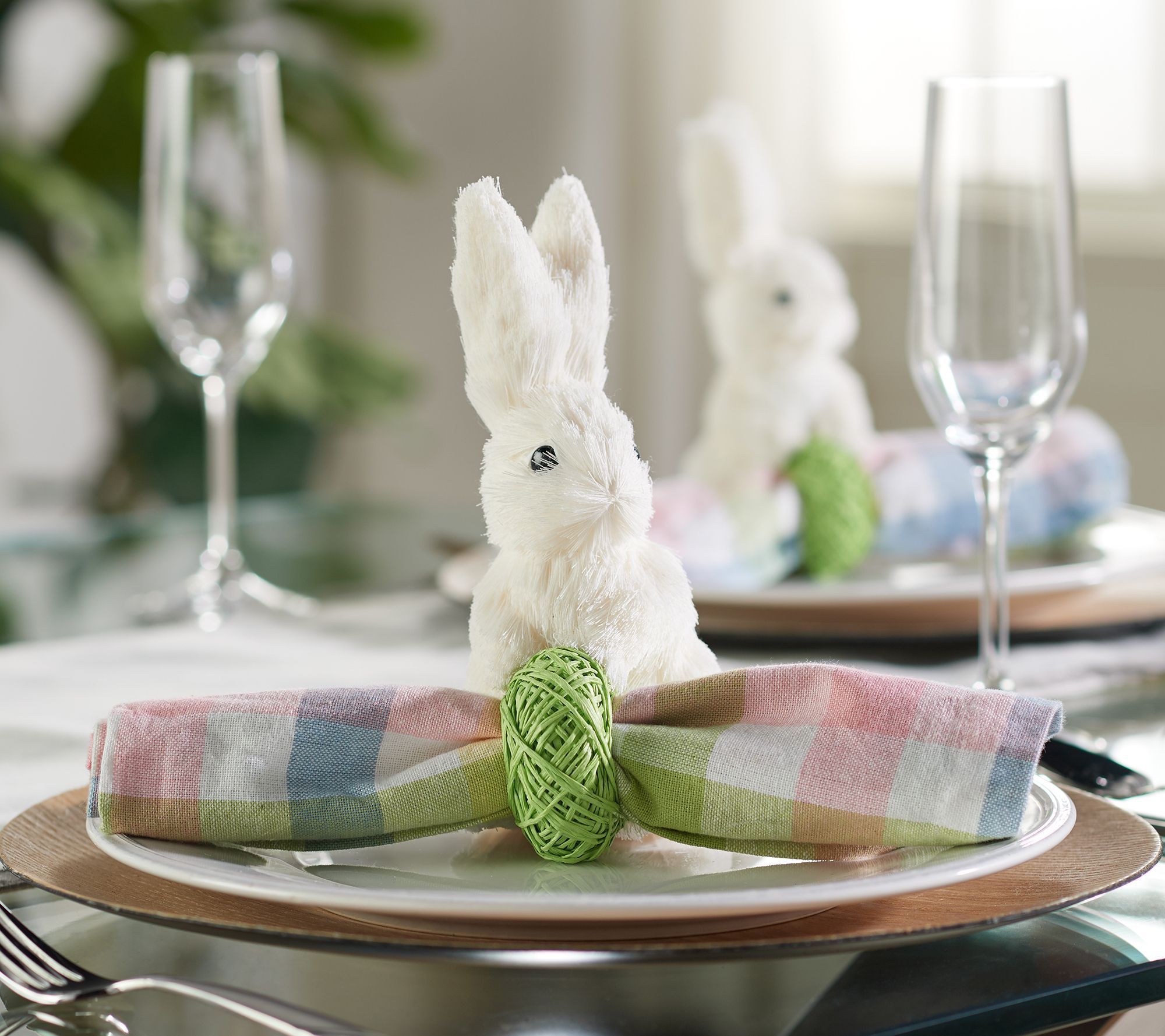Set of 4 Sisal Bunny or Chick Napkin Rings by Valerie | QVC