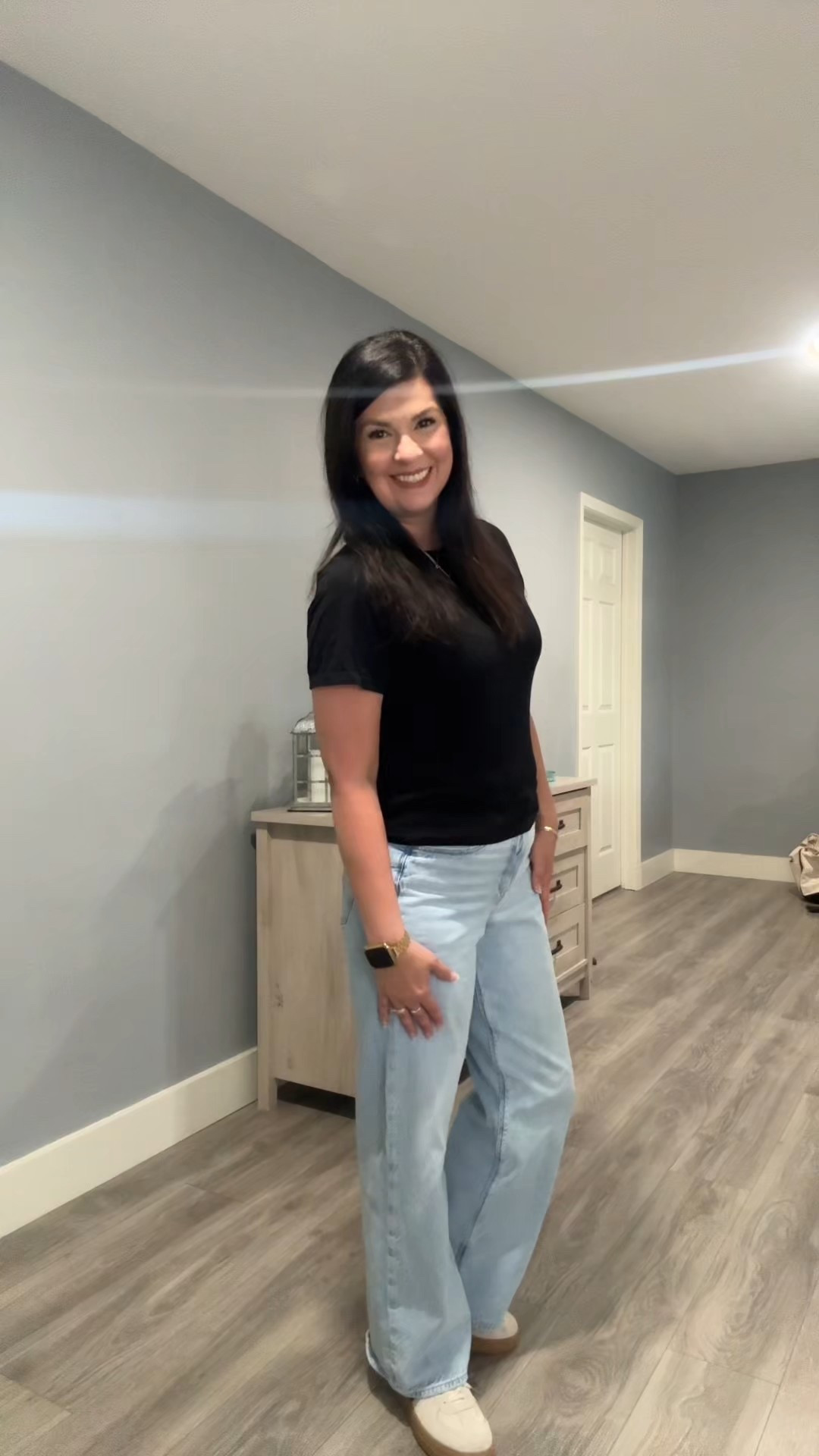 I love this new cropped tee! My lighting, however, did not. 
I paired it with sneakers and jeans today (because waiting rooms are cold), but I’d have loved a good pair of sandals with this fit too! 
A good, basic tee is never a bad choice! 

#LTKSeasonal #LTKOver40 #LTKActive