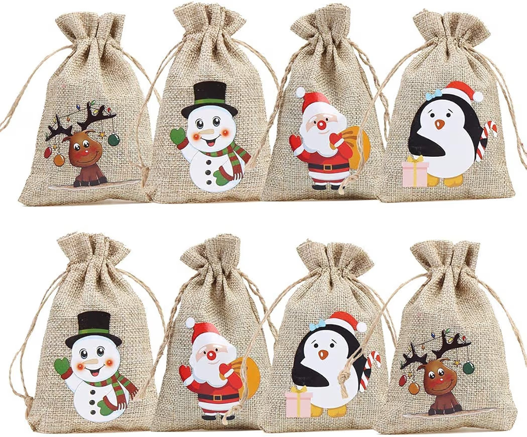 CCINEE 12PCS Christmas Burlap Gift Bags with Drawstring for Christmas Party Favor Supply | Amazon (CA)