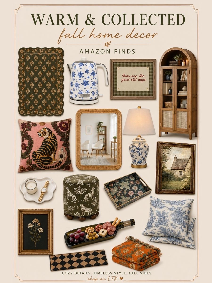 Amazon fall home finds 🍂🤎 Warm, collected, and a little bit old-world — the kind of cozy pieces that make your home feel layered, timeless, and lived-in. From vintage-inspired art and toile to rich olive greens, florals, and warm wood tones… I’m obsessed. 🕯️🌿

Shop everything on my LTK! ✨

#AmazonHome #AmazonFinds #FallHomeDecor #FallDecor #HomeDecorFinds #CozyHome #VintageInspiredHome #EnglishCountryStyle #CottageStyle #TraditionalHome #LTKStyleTip

#LTKHome #LTKSaleAlert #LTKSeasonal