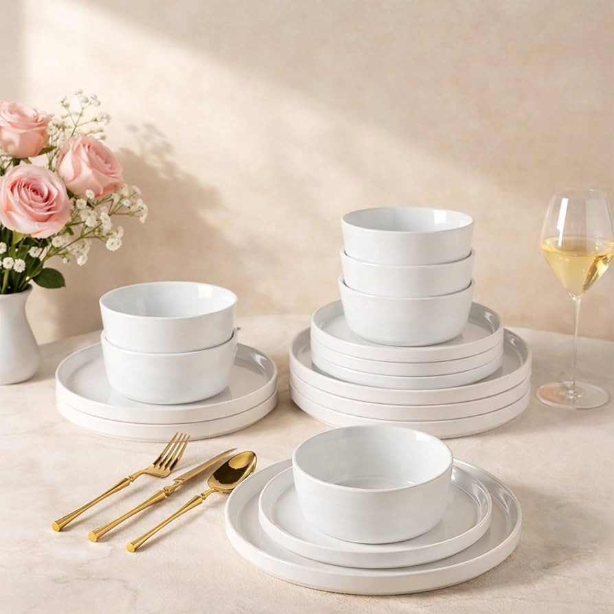 AmorArc Ceramic Dinnerware Sets for 4,Stoneware Plates and Bowls Sets,Chip and Crack Resistant | ... | Amazon (US)