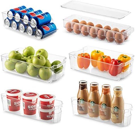 Set Of 6 Refrigerator Organizer Bins - Stackable Fridge Organizers for Freezer, Kitchen, Countertops | Amazon (US)