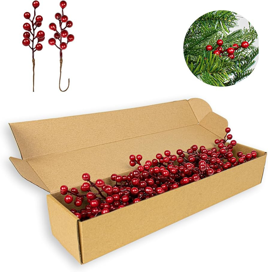J'FLORU 50 Pack Christmas Tree Decorations 6.5 Inch Artificial Berry Stems Red Berry Picks for Xm... | Amazon (US)