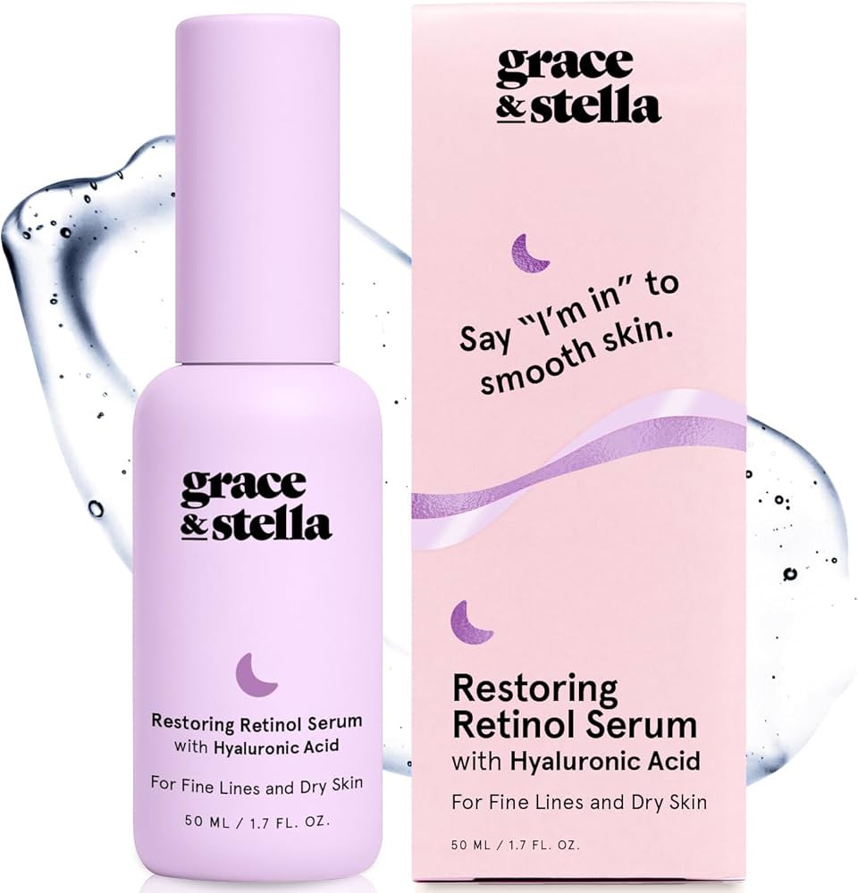 grace & stella Retinol Serum for Face with Hyaluronic Acid (50ml/1.7 fl oz) - Restoring Retinol H... | Amazon (US)