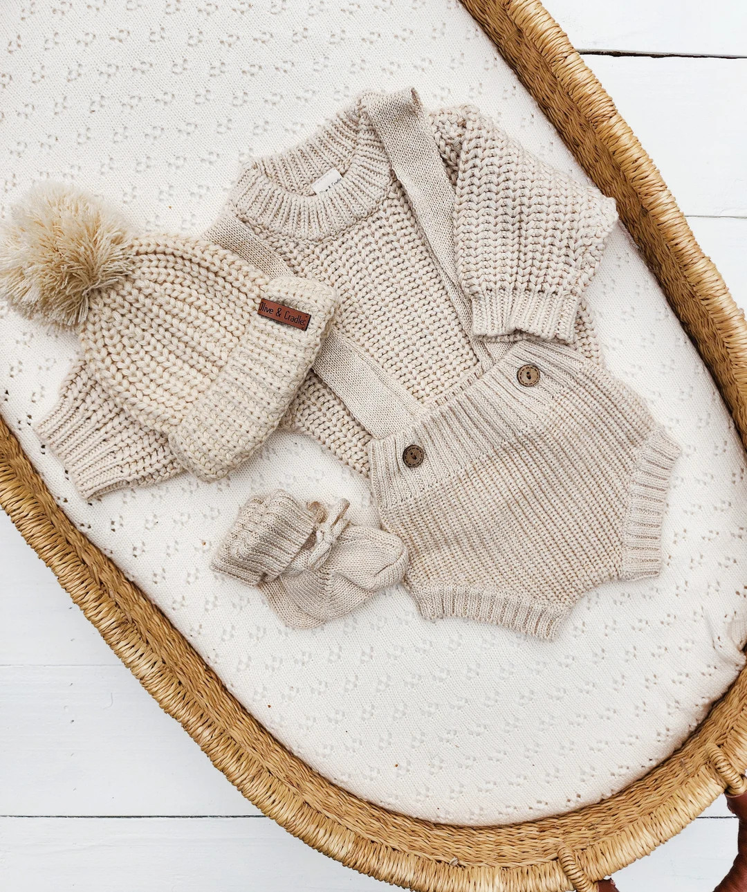 Baby Newborn Knit Outfit Sweater and Bloomer Suspenders Booties Cotton Chunky Matching Set Long S... | Etsy (US)