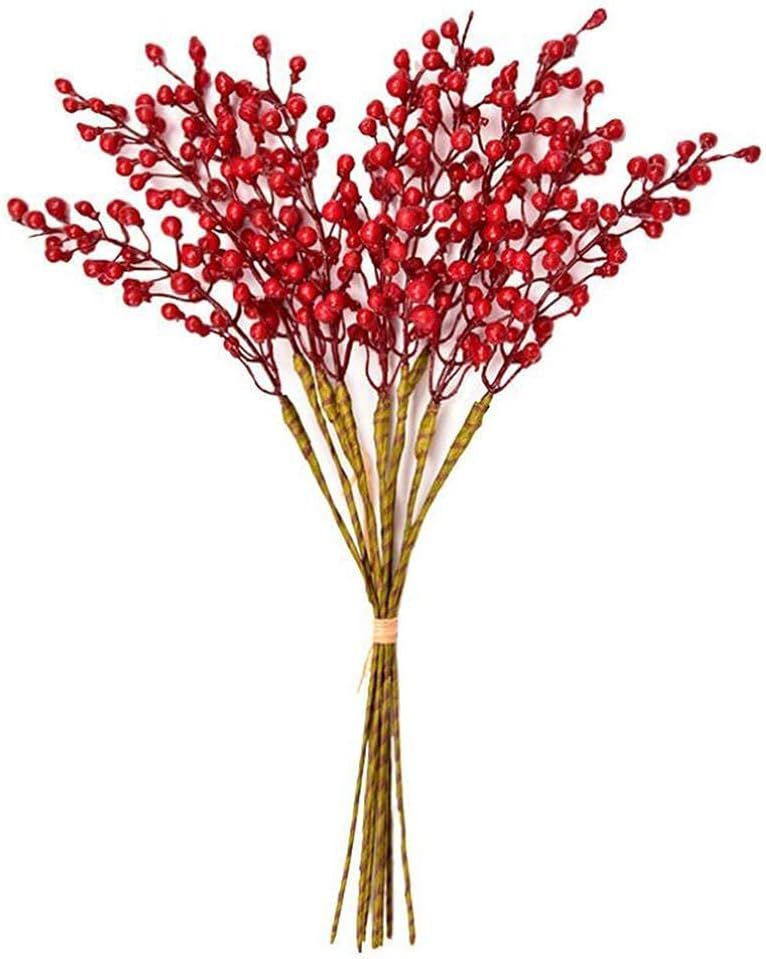 GREENTIME 16 Pack Artificial Red Berry Stems Holly for Christmas Tree Decorations for Crafts, Hol... | Amazon (US)