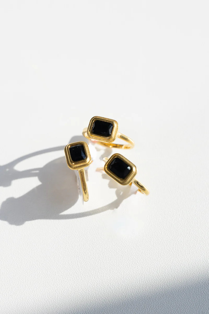 Reed Black Square Waterproof Everyday Ring - Beljoy Jewelry | BÉLJOY