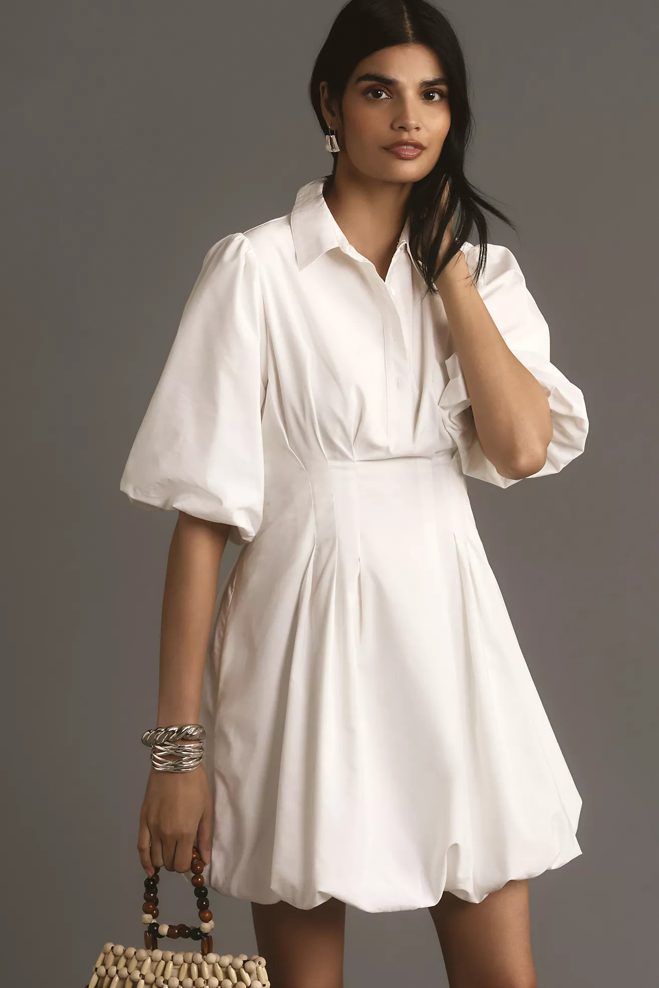 Maeve Collared Bubble-Hem Mini Dress | Anthropologie (US)