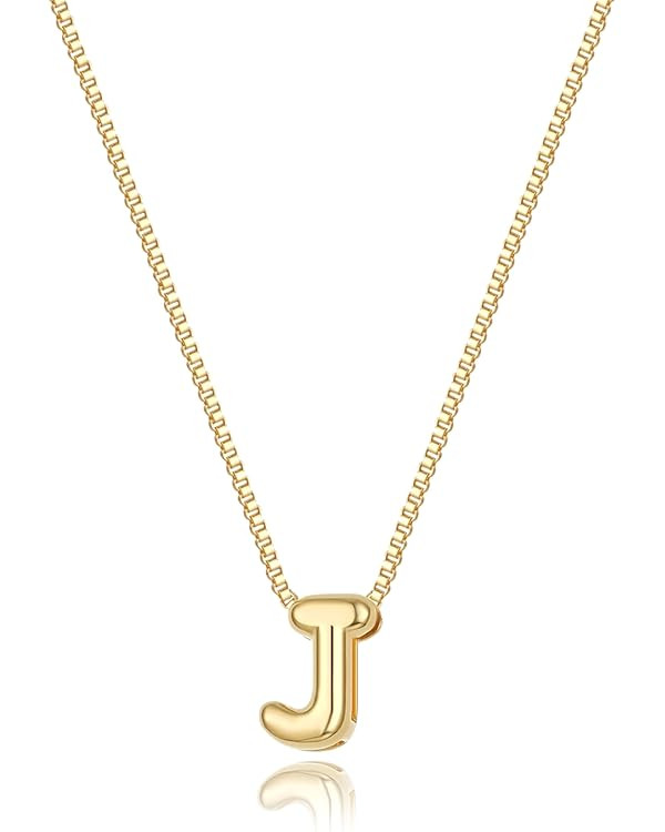 Bubble Initial Necklaces Dainty Gold Letter Necklace 14K Gold Plated Cute Name Choker Necklaces f... | Amazon (US)