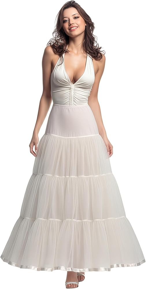CHERRY LOVE Long Petticoat Ankle Length Underskirt for Wedding Dress Full Length Crinoline Slip | Amazon (US)