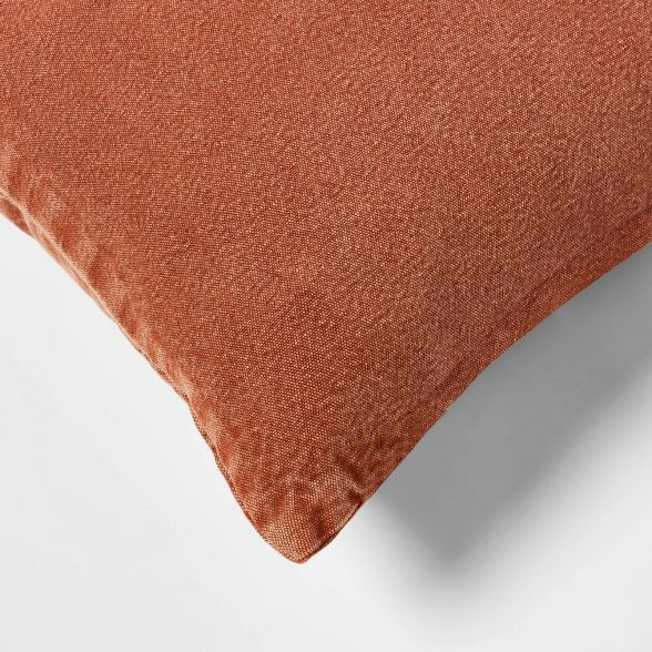 Washed Cotton Canvas Square Throw Pillow with Exposed Zipper - Threshold™ | Target
